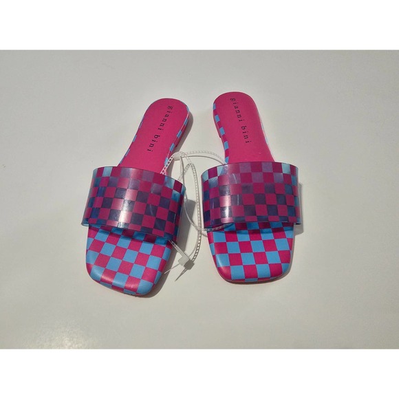 Cobitwo Checkred Banded Square Toe Pink& Purple Sandals - Picture 10 of 11